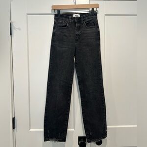 JBD Black High-Rise Demi Jeans Women’s Straight Leg Mom Fray Charcoal Pants